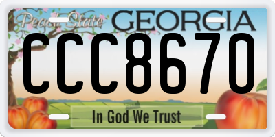 GA license plate CCC8670