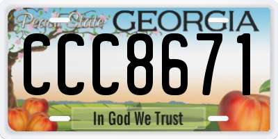 GA license plate CCC8671