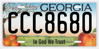 GA license plate CCC8680