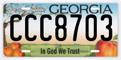 GA license plate CCC8703