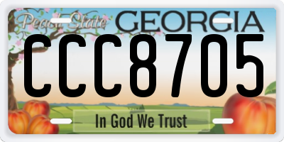 GA license plate CCC8705