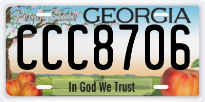 GA license plate CCC8706