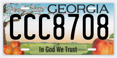 GA license plate CCC8708