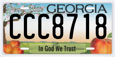 GA license plate CCC8718