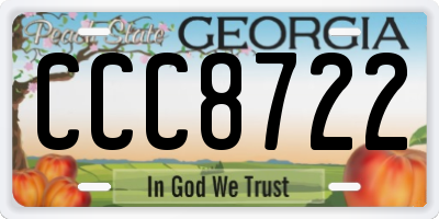 GA license plate CCC8722