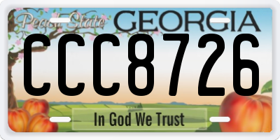 GA license plate CCC8726
