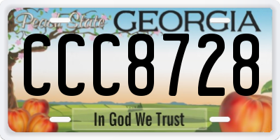 GA license plate CCC8728