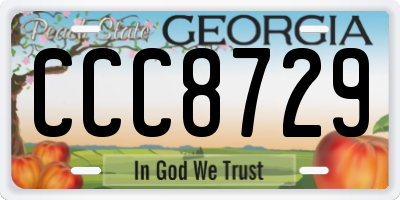 GA license plate CCC8729