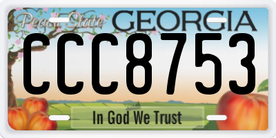 GA license plate CCC8753