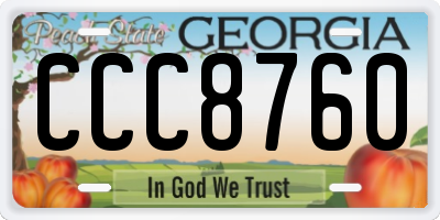 GA license plate CCC8760
