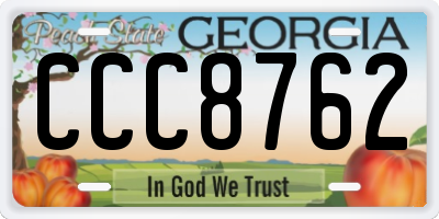 GA license plate CCC8762