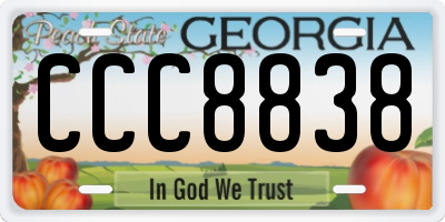 GA license plate CCC8838