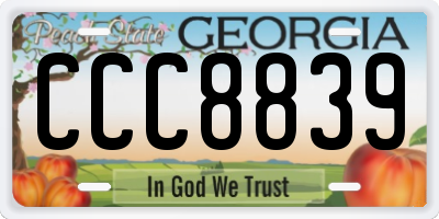 GA license plate CCC8839