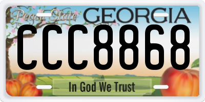 GA license plate CCC8868