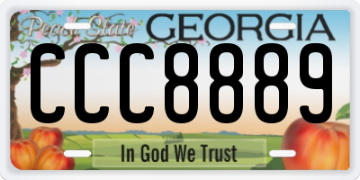 GA license plate CCC8889