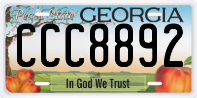 GA license plate CCC8892