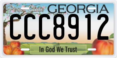 GA license plate CCC8912