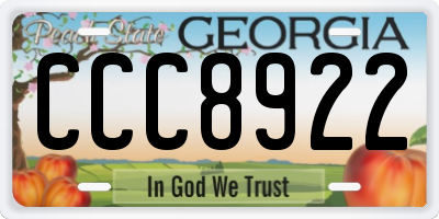 GA license plate CCC8922