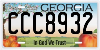 GA license plate CCC8932
