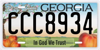 GA license plate CCC8934