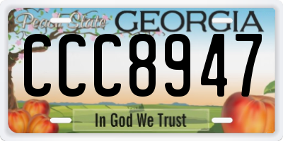 GA license plate CCC8947