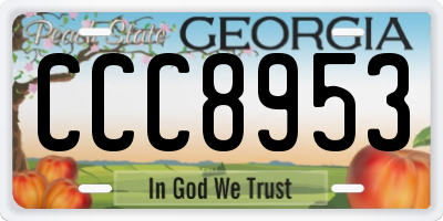 GA license plate CCC8953