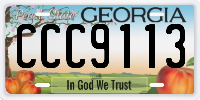 GA license plate CCC9113