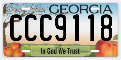 GA license plate CCC9118