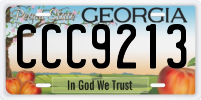 GA license plate CCC9213