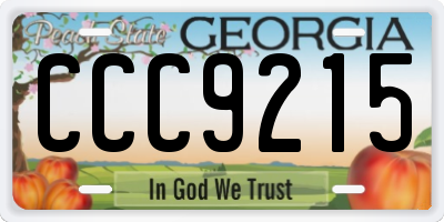 GA license plate CCC9215