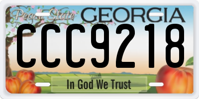 GA license plate CCC9218