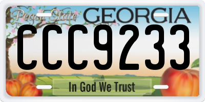 GA license plate CCC9233