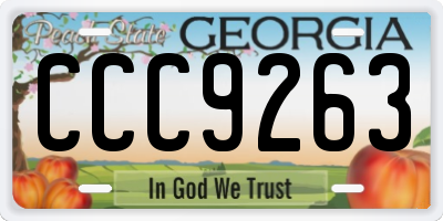 GA license plate CCC9263