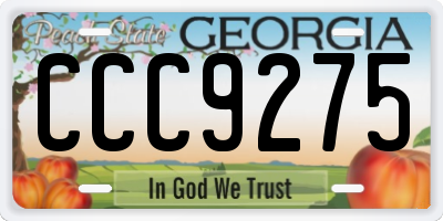 GA license plate CCC9275