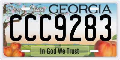 GA license plate CCC9283