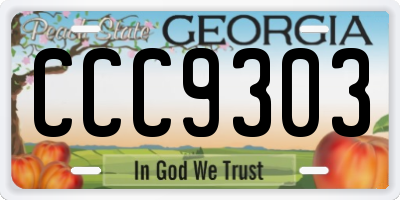 GA license plate CCC9303