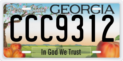 GA license plate CCC9312
