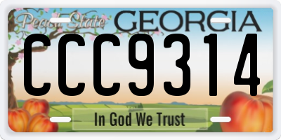 GA license plate CCC9314