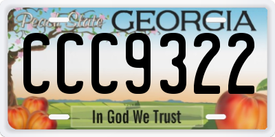 GA license plate CCC9322
