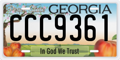 GA license plate CCC9361