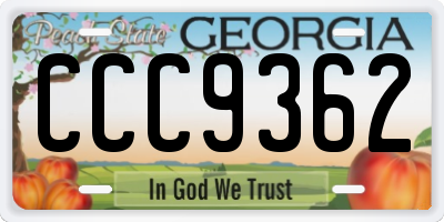 GA license plate CCC9362