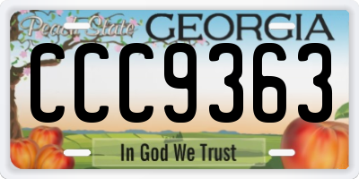 GA license plate CCC9363