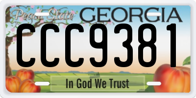GA license plate CCC9381
