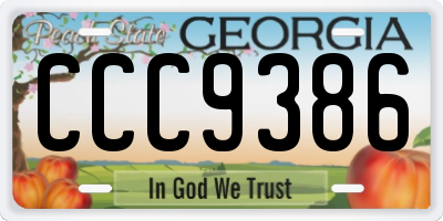 GA license plate CCC9386