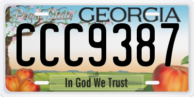 GA license plate CCC9387