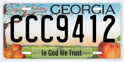 GA license plate CCC9412