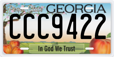 GA license plate CCC9422