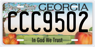 GA license plate CCC9502