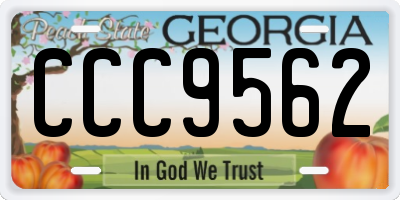 GA license plate CCC9562