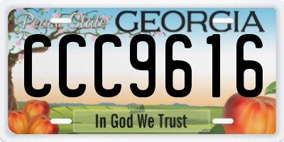 GA license plate CCC9616